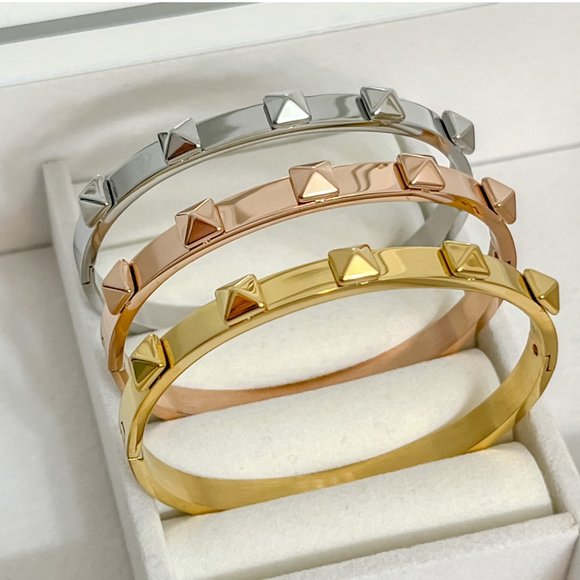 Geometric Jewelry Pyramid Bangle Bracelet Rockstar Jewelry Bangle Bracelets - Picture 3 of 11